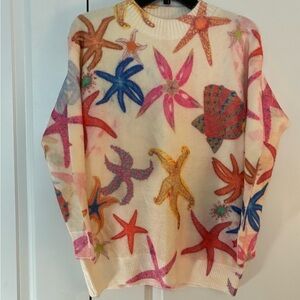 Vibrant Starfish Patterned Women's Sweater